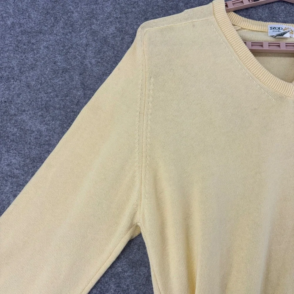 Izod Club Vintage V-Neck Sweater Mens XXL Yellow 100% Combed Cotton Made in USA